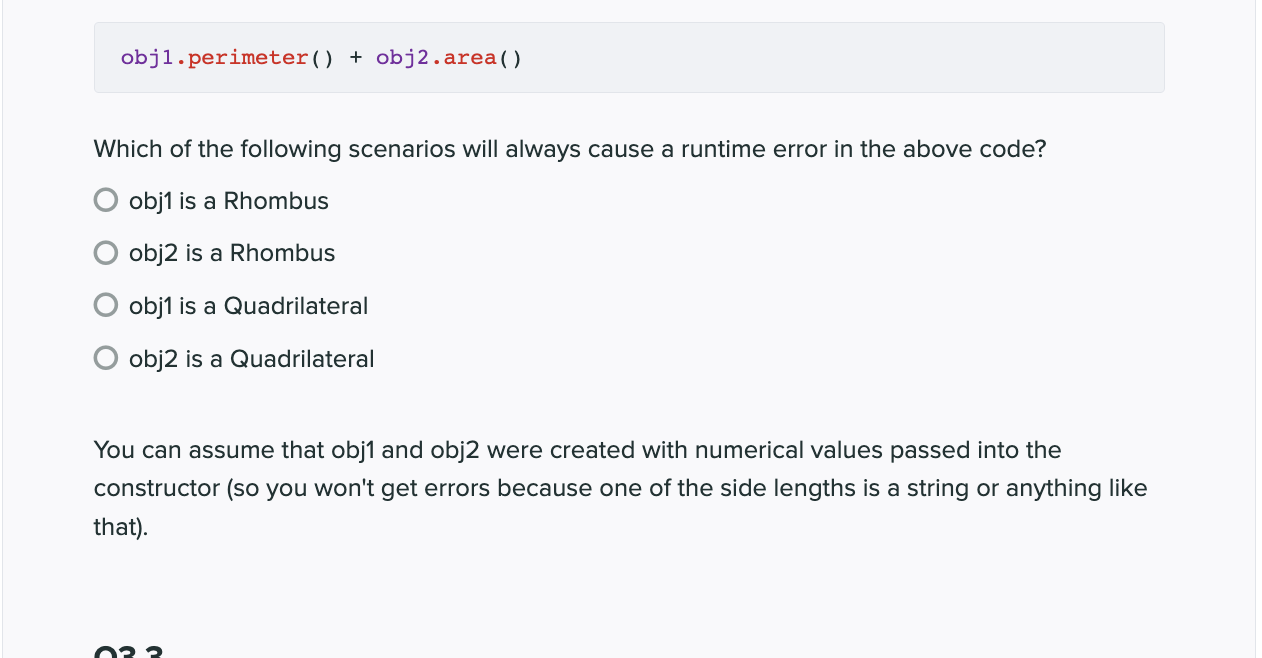 Solved Below is code that defines a Quadrilateral class (a | Chegg.com