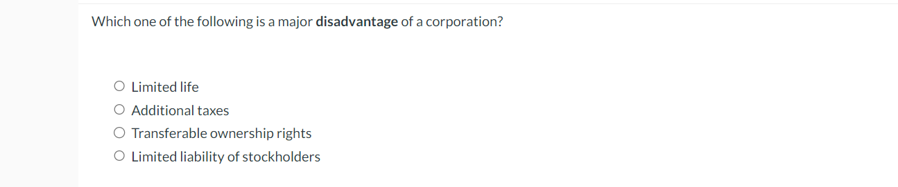 Solved Which one of the following is a major disadvantage of | Chegg.com