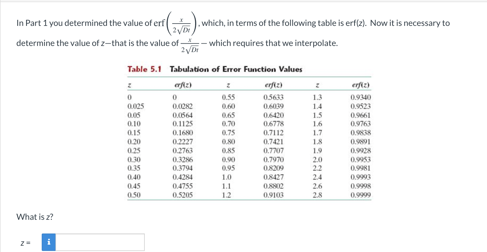 Solved х In Part 1 you determined the value of erf which, in