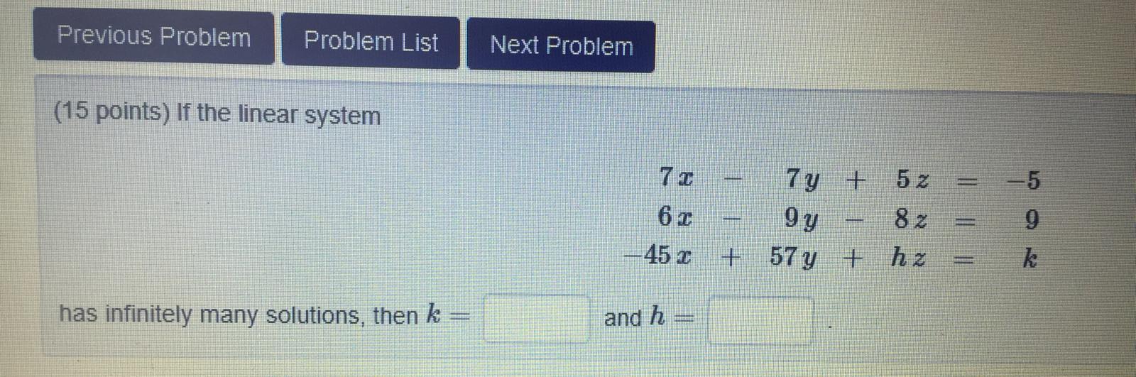Solved Previous Problem Problem List Next Problem (15 | Chegg.com