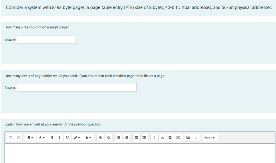 Solved Consider a system with 8192 byte pages, a page table | Chegg.com