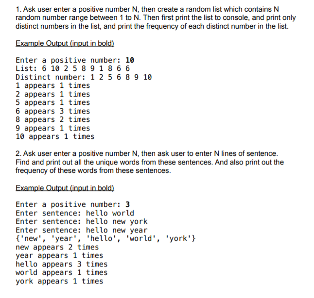 Solved 1. Ask user enter a positive number N, then create a | Chegg.com