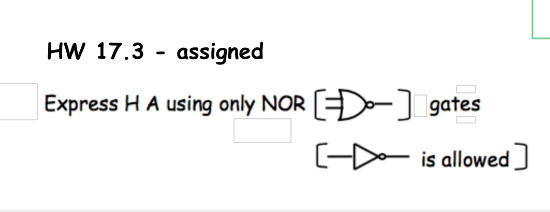 Solved HW 17.3 - assigned Express HA using only NOR[〉] gates | Chegg.com