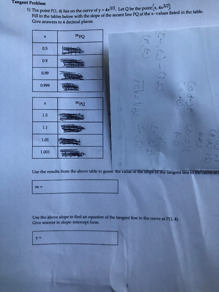 Solved Tangent Problem 1) The Point P(1,4) Lies On The Curve | Chegg.com