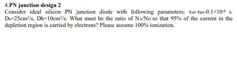 Solved 4.PN junction design 2 Consider ideal silicon PN | Chegg.com