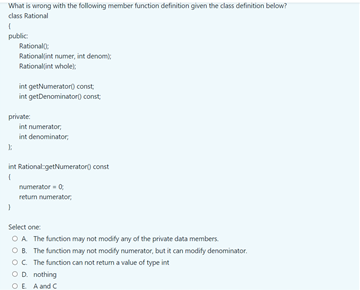 Solved What is wrong with the following member function | Chegg.com