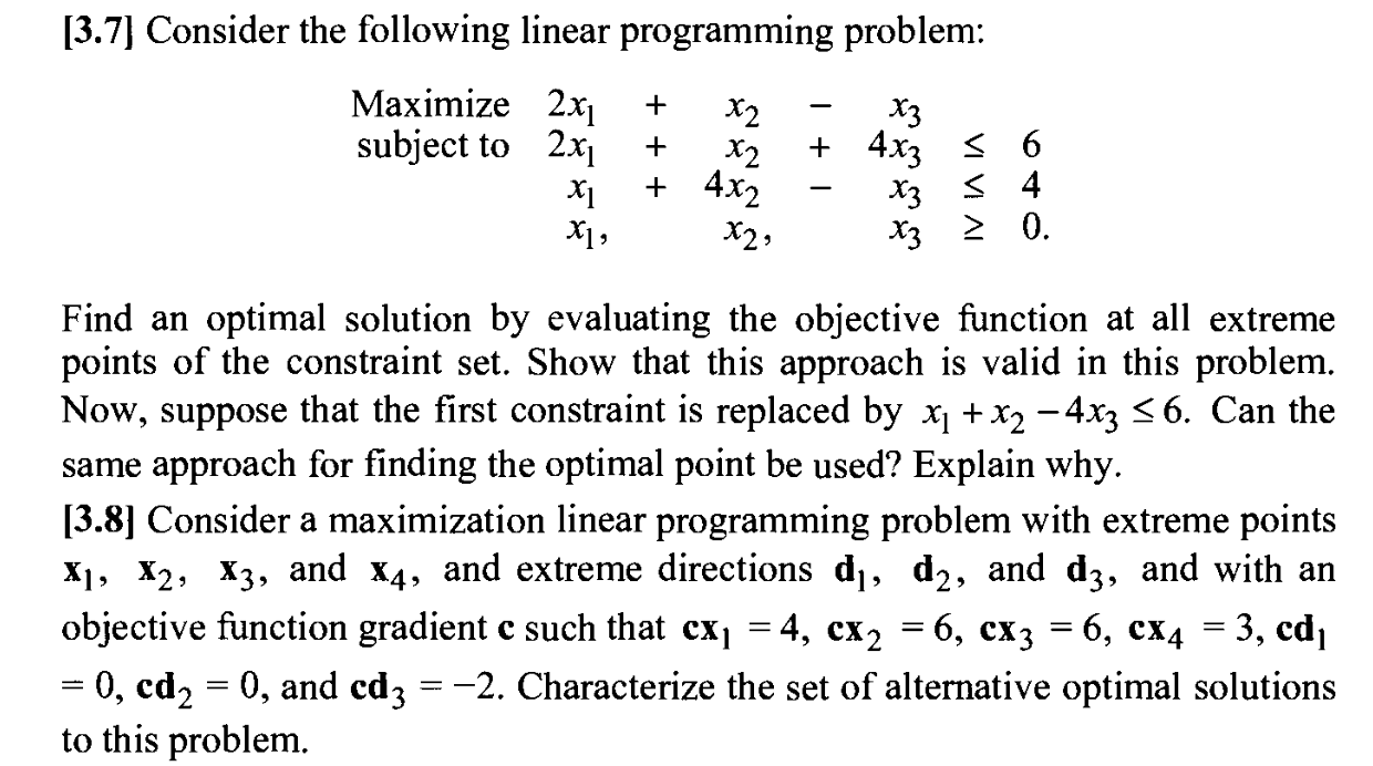 Solved [3.7] Consider the following linear programming | Chegg.com