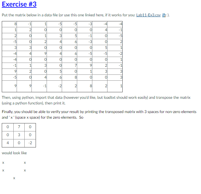 Solved Exercise #3 Put the matrix below in a data file (or | Chegg.com
