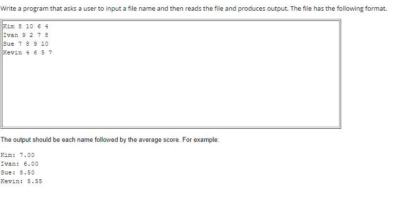 Solved The output should be each name followed by the | Chegg.com