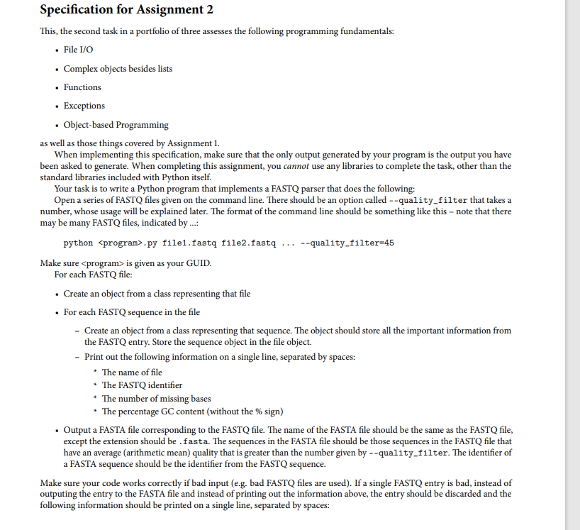 Specification for Assignment 2 This, the second task | Chegg.com