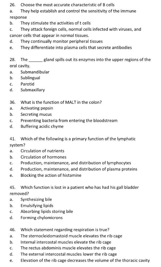 Solved a. 26. Choose the most accurate characteristic of B | Chegg.com