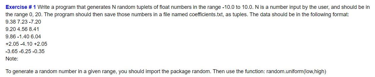 Solved Write a Python program that generates N random | Chegg.com