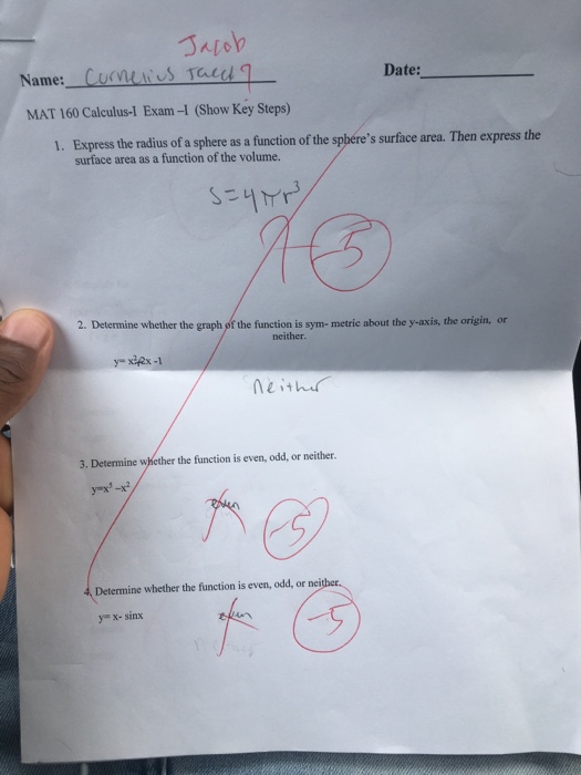 Solved name curnerus taud mat 160 calculus 1 exam 1 show chegg