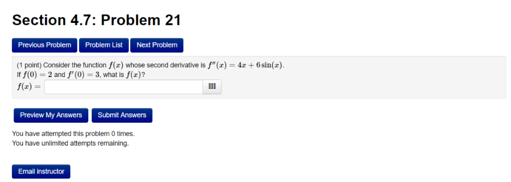Solved Section 4.7: Problem 21 Next Problem Previous Problem | Chegg.com