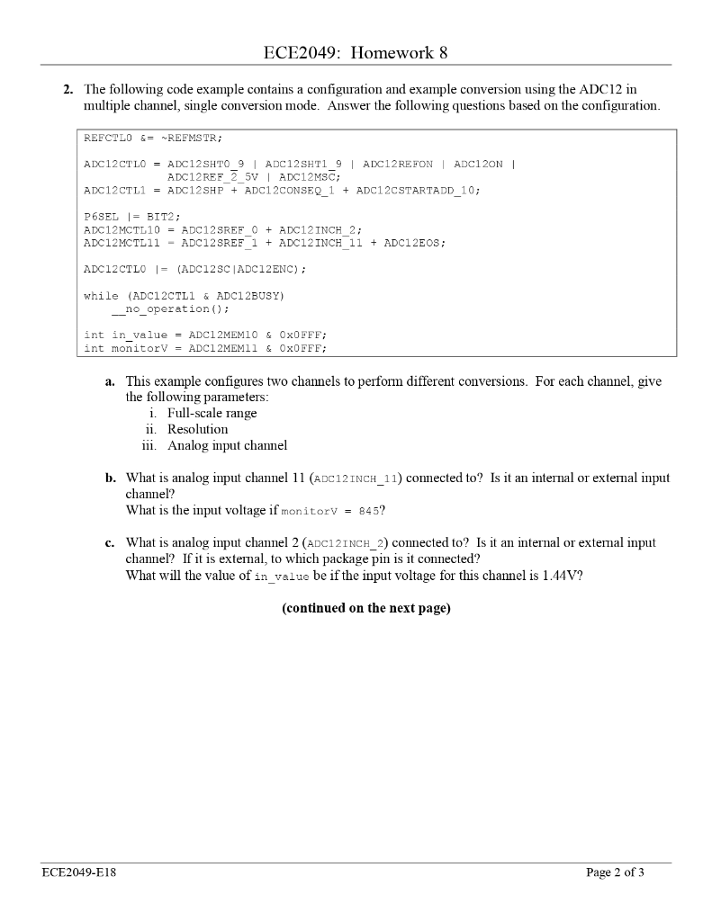 ECE2049: Homework 8 2. The following code example | Chegg.com
