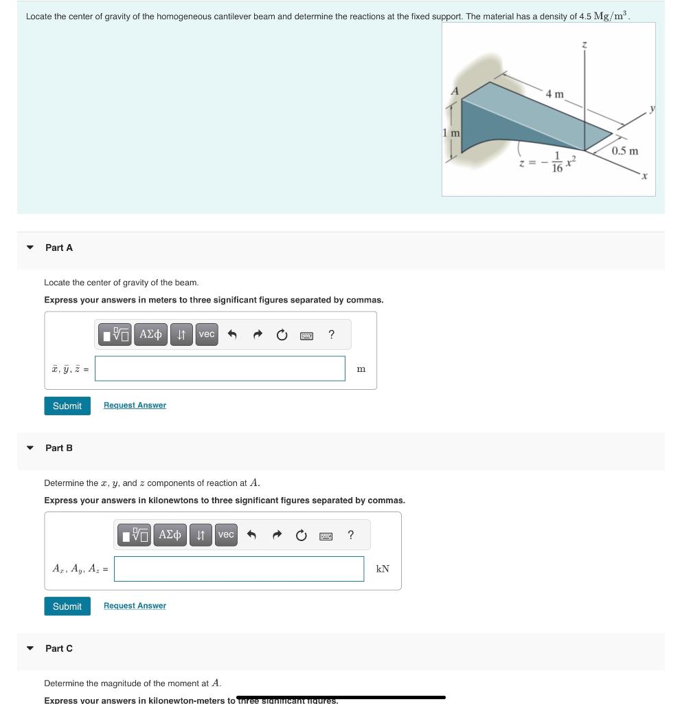 Solved Locate the center of gravity of the beam. Express | Chegg.com