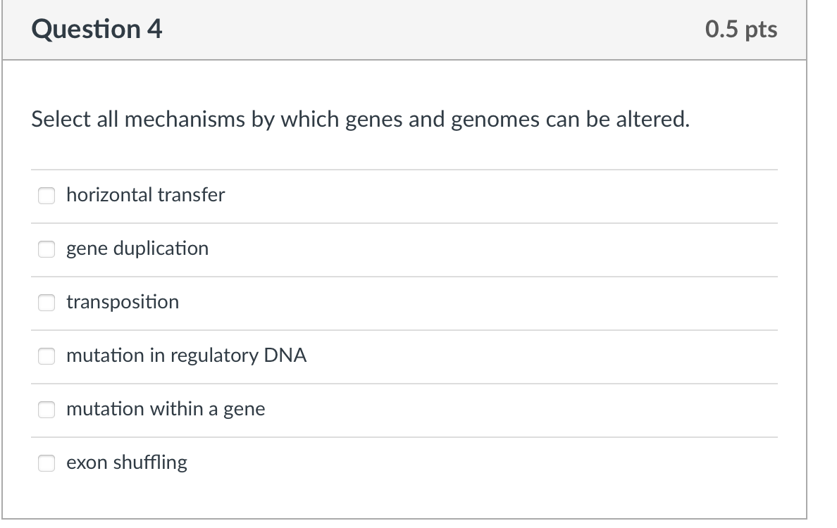 Solved Question 4 0.5 pts Select all mechanisms by which | Chegg.com
