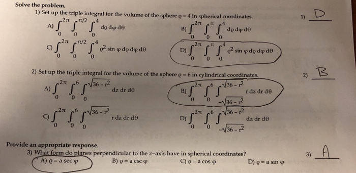 Solved Solve the problem. 1) Set up the triple integral for | Chegg.com