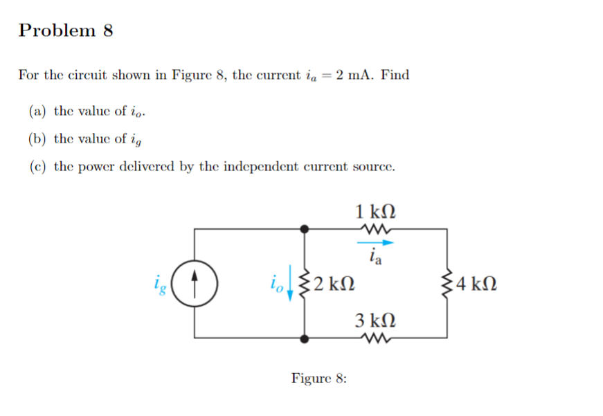 Solved For the circuit shown in Figure 8, the current ia=2 | Chegg.com