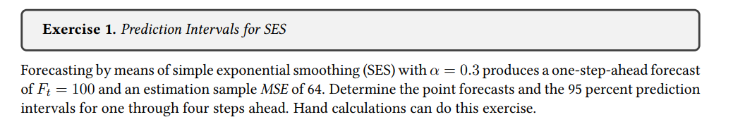 Solved Exercise 1. Prediction Intervals for SES Forecasting | Chegg.com