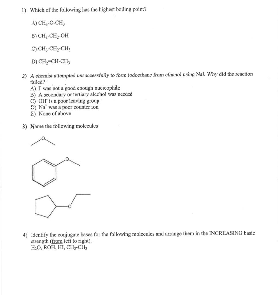 Solved 1) Which of the following has the highest boiling | Chegg.com
