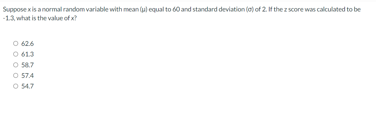 Solved Suppose x is a normal random variable with mean (μ) | Chegg.com