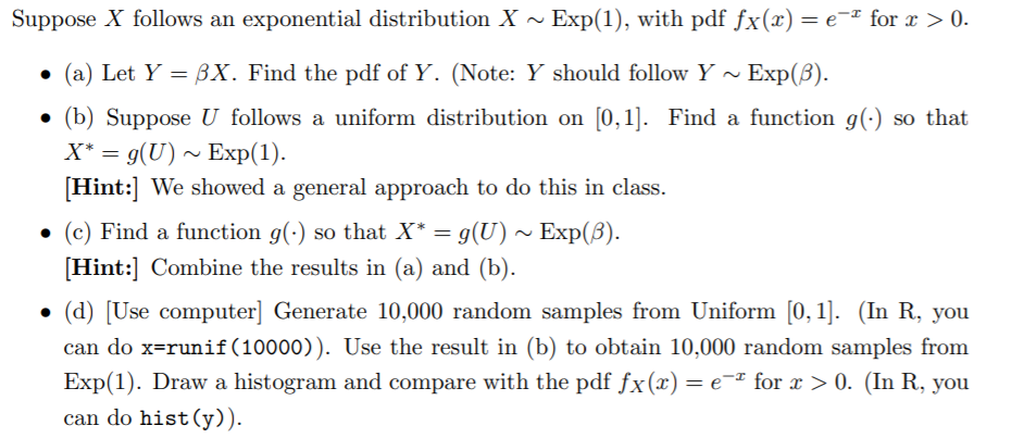 Solved Suppose X Follows An Exponential Distribution X Chegg Com