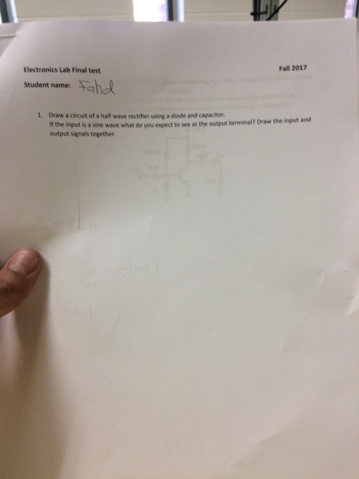 Solved Electronics Lab Final test Fall 2017 qhd Student | Chegg.com
