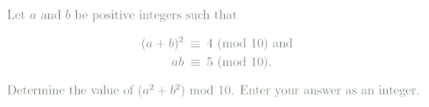 Solved Let a and b be positive integers such that (a + b)2 = | Chegg.com