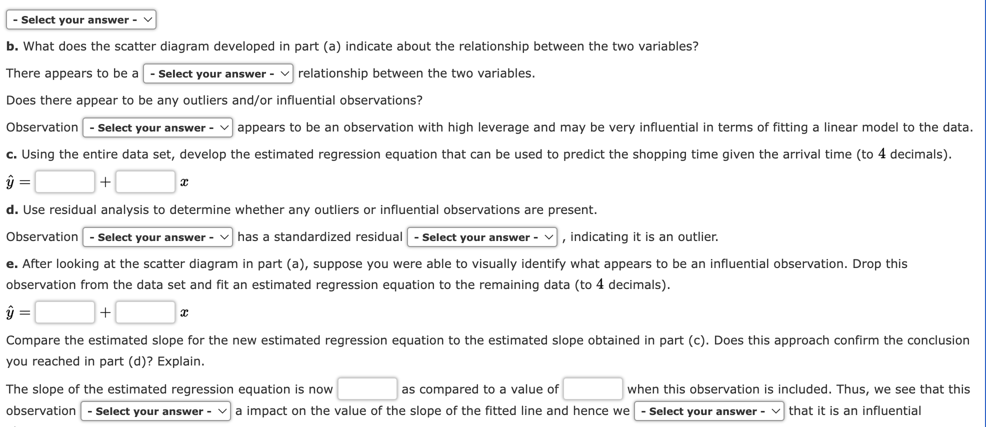 Solved b. What does the scatter diagram developed in part | Chegg.com