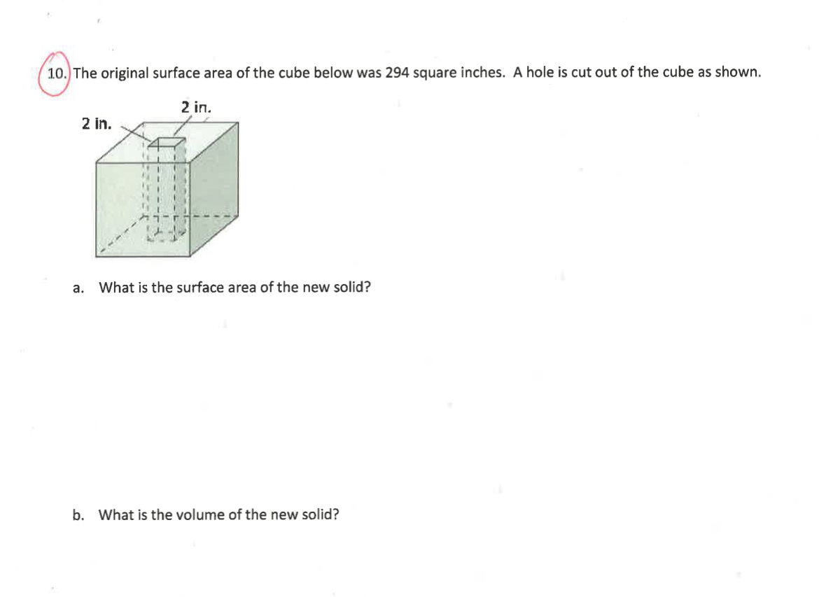 Solved 10. The original surface area of the cube below was | Chegg.com