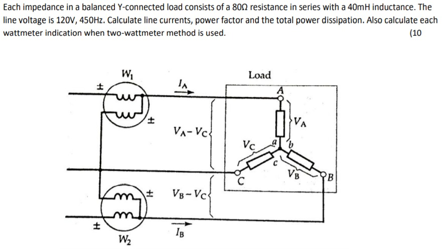Solved Each impedance in a balanced Y-connected load | Chegg.com