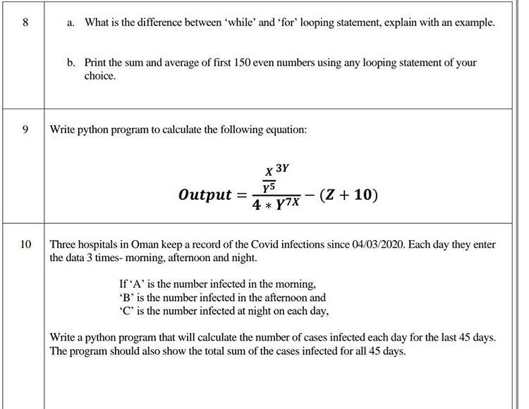 Solved a. What is the difference between 'while' and 'for | Chegg.com