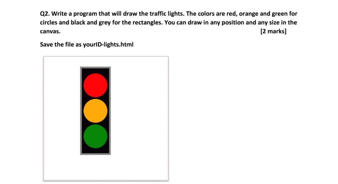 Solved Q2. Write a program that will draw the traffic | Chegg.com