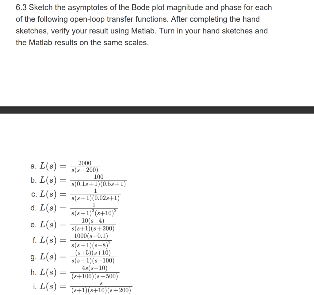 Solved 6.3 Sketch The Asymptotes Of The Bode Plot Magnitude | Chegg.com