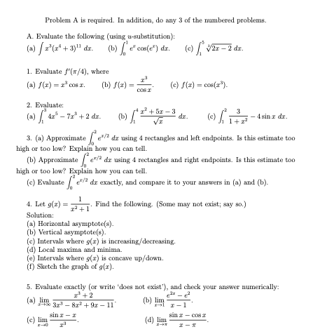 Solved Problem A is required. In addition, do any 3 of the | Chegg.com