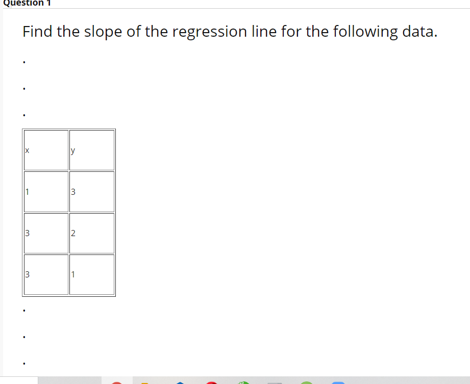 Solved Question 1 Find the slope of the regression line for | Chegg.com