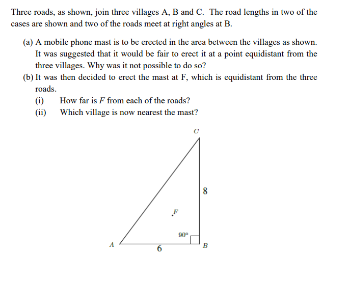 Solved Three Roads, As Shown, Join Three Villages A, B And | Chegg.com