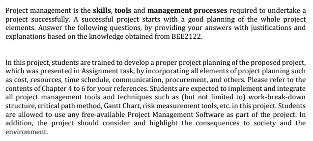Solved Project management is the skills, tools and | Chegg.com