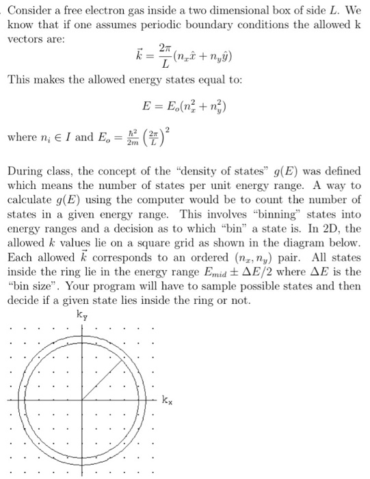 Solved Consider a free electron gas inside a two dimensional | Chegg.com