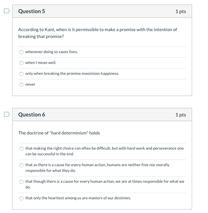 Solved Question 5 1 pts According to Kant, when is it | Chegg.com
