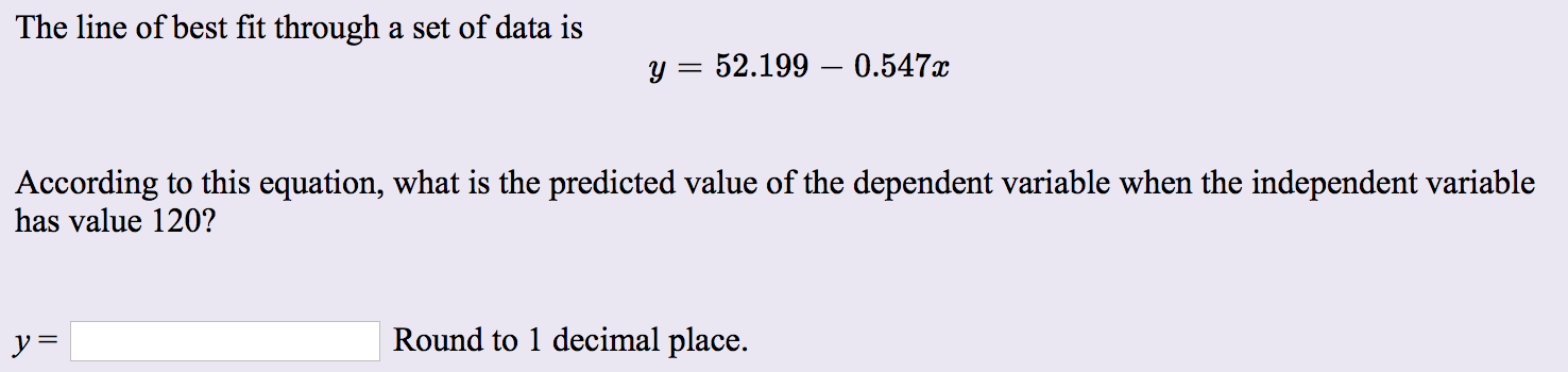 Solved The line of best fit through a set of data is y = | Chegg.com