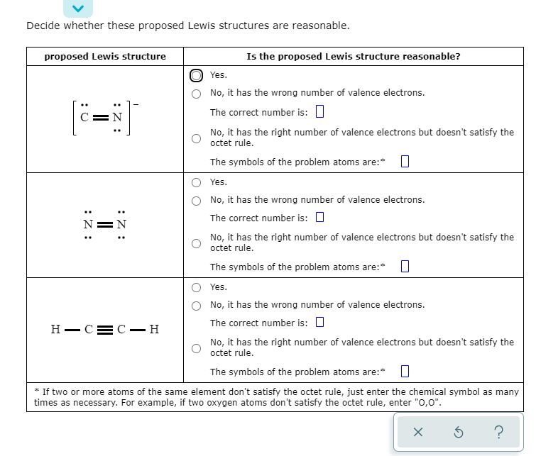 Solved Decide whether these proposed Lewis structures are | Chegg.com