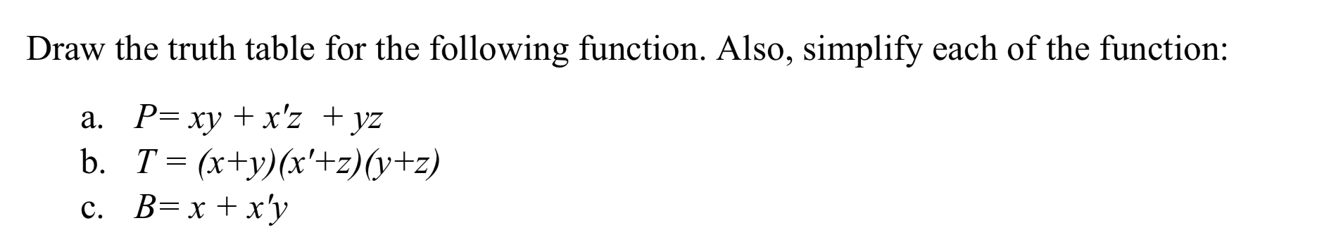 Xyz Math Table Solved Draw the truth table for the following function. | Chegg.com