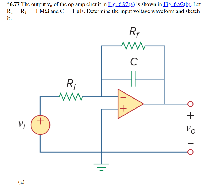 Solved *6.77 The Output Vo Of The Op Amp Circuit In Fig. | Chegg.com