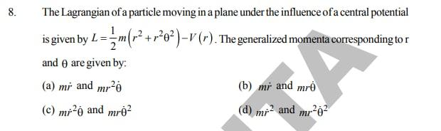 Solved 8. The Lagrangian of a particle moving in a plane | Chegg.com