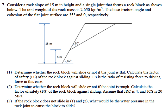 7. Consider A Rock Slope Of 15 M In Height And A | Chegg.com