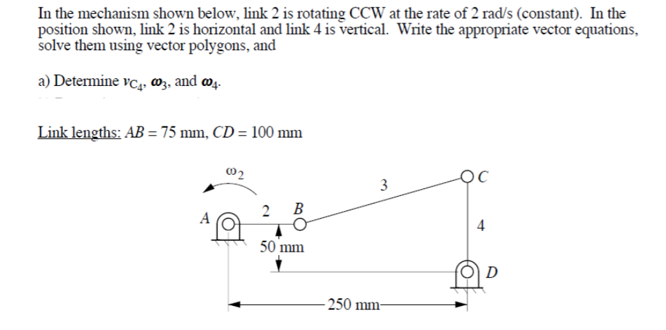 Solved In The Mechanism Shown Below, Link 2 Is Rotating Ccw 