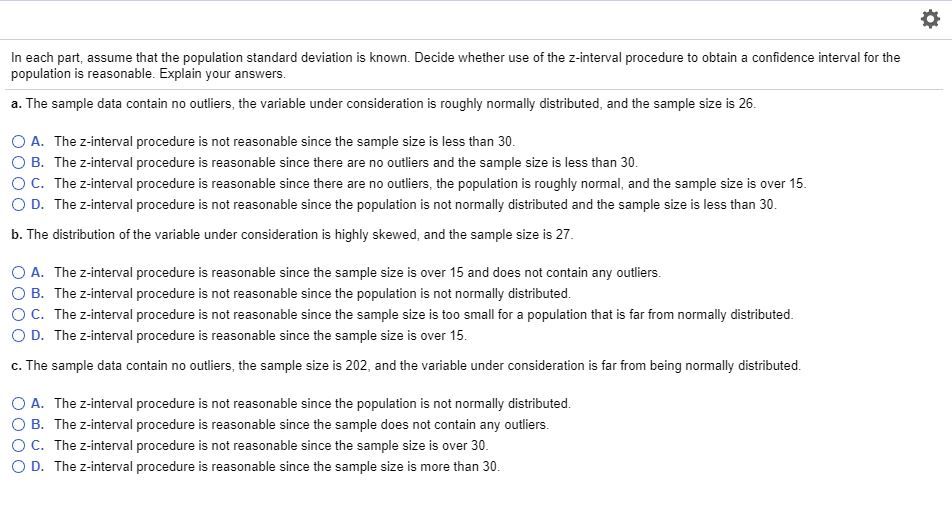 Solved In Each Part, Assume That The Population Standard | Chegg.com