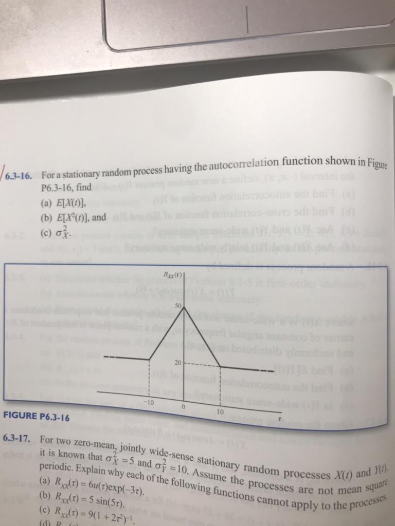 Solved 163-16. 6.3-16. For a stationary random process | Chegg.com